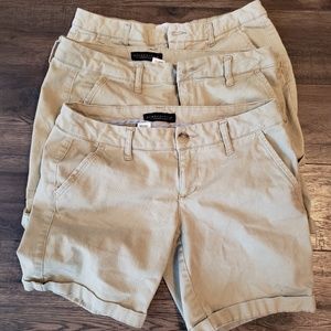 Three pairs light khaki Bermuda shorts